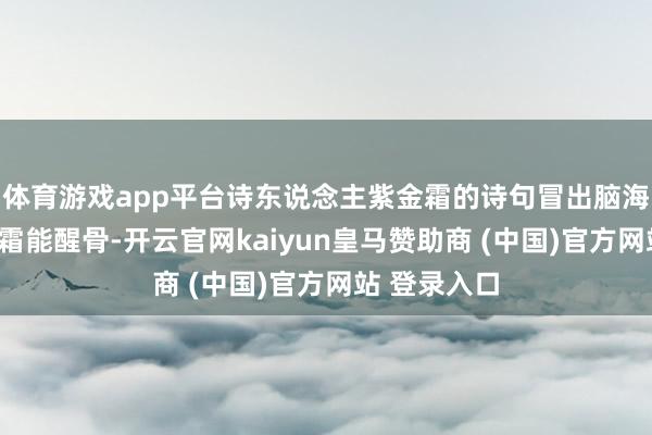体育游戏app平台诗东说念主紫金霜的诗句冒出脑海：“门尽冷霜能醒骨-开云官网kaiyun皇马赞助商 (中国)官方网站 登录入口